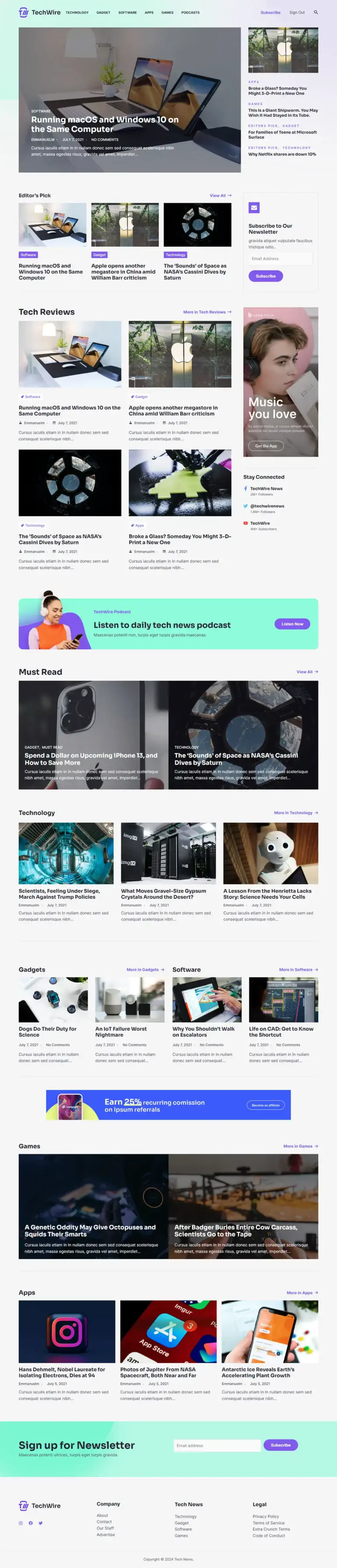 Website Sample Tech News