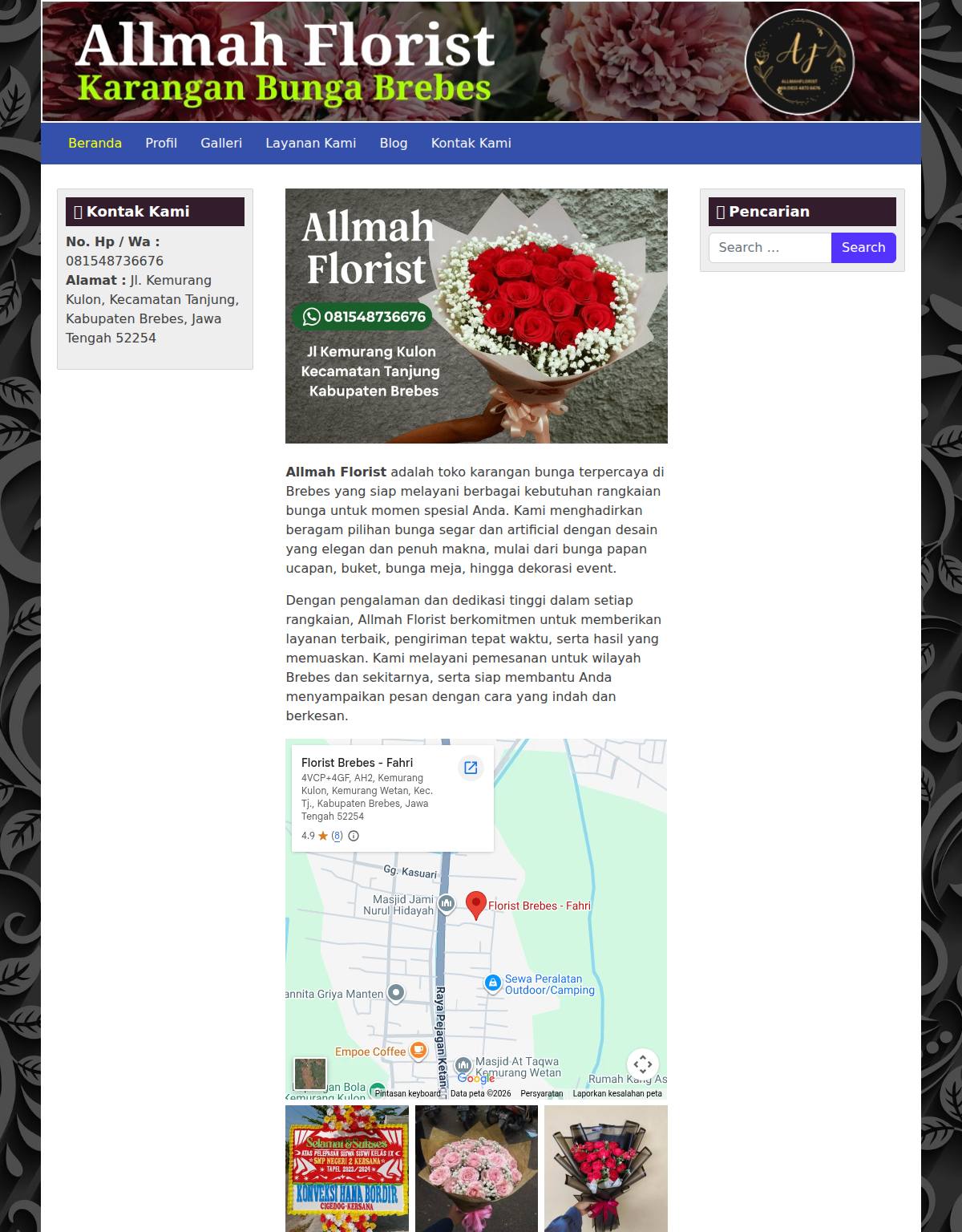 Website Allmah Florist Brebes