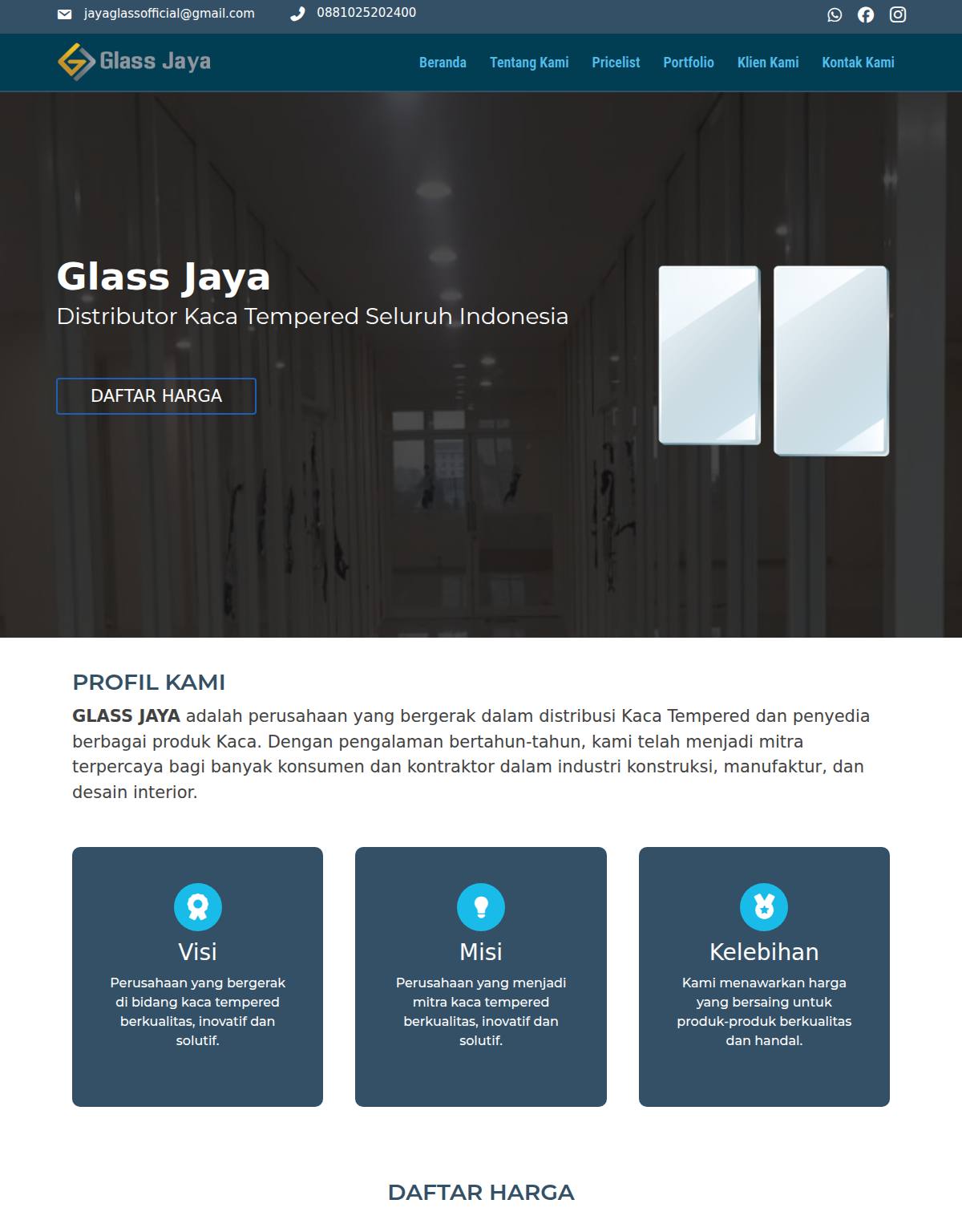 Website Jaya Glass