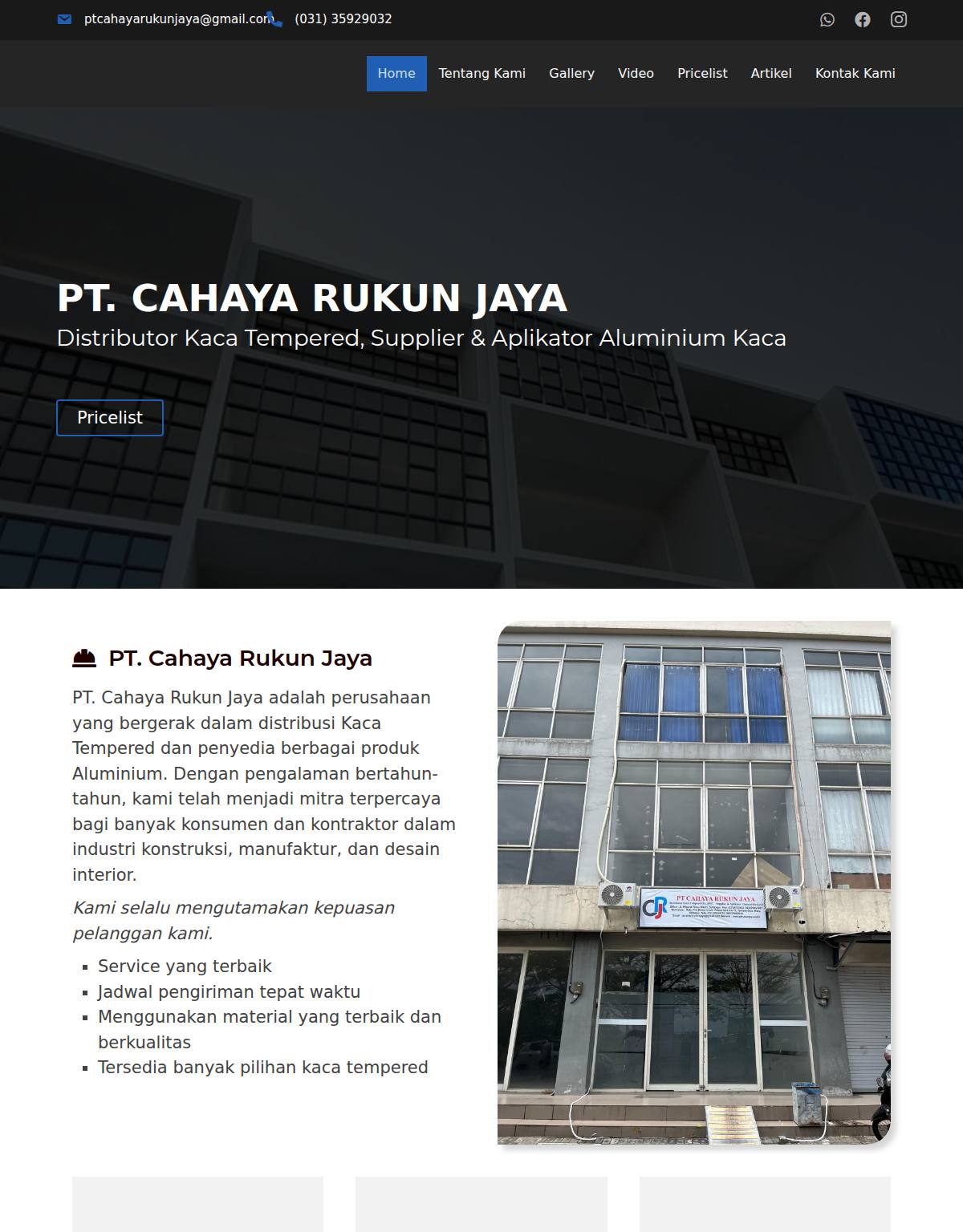 Website PT Cahaya Rukun Jaya